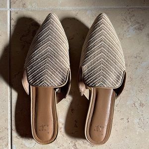 A New Day Tan and White Mules